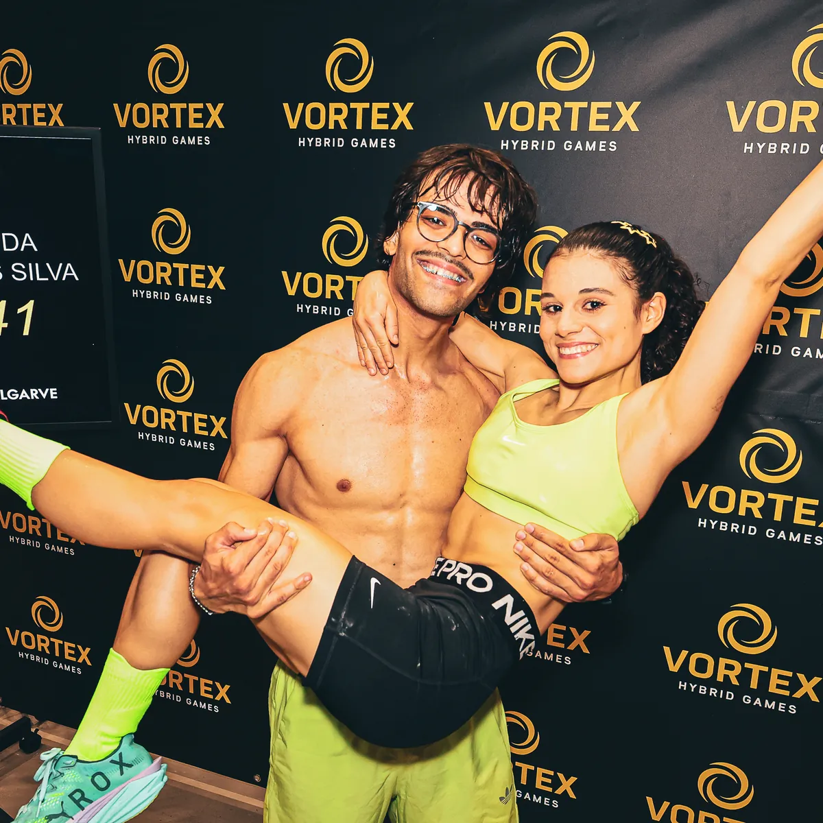A doubles partner carried at the finish