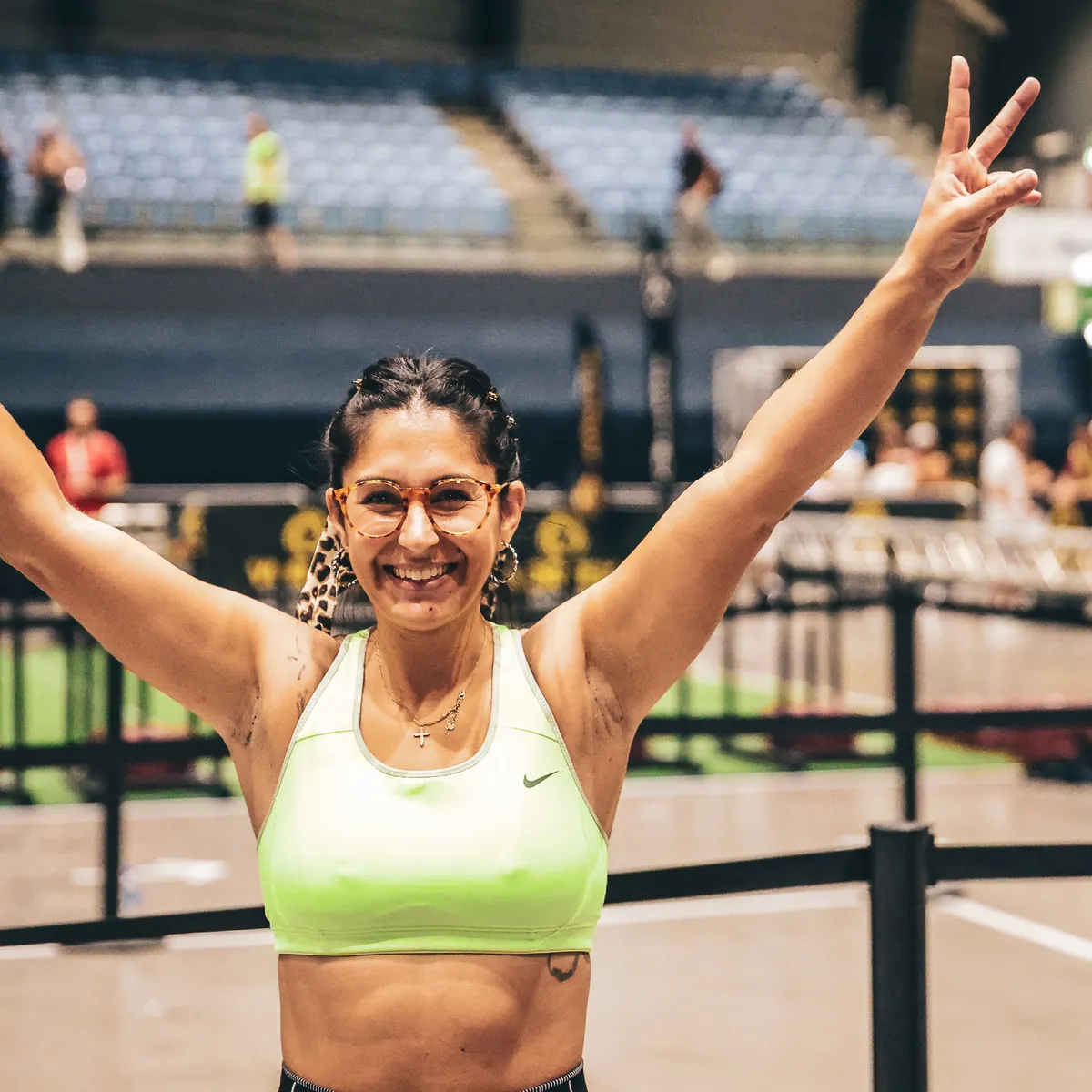 Arms up at the finish